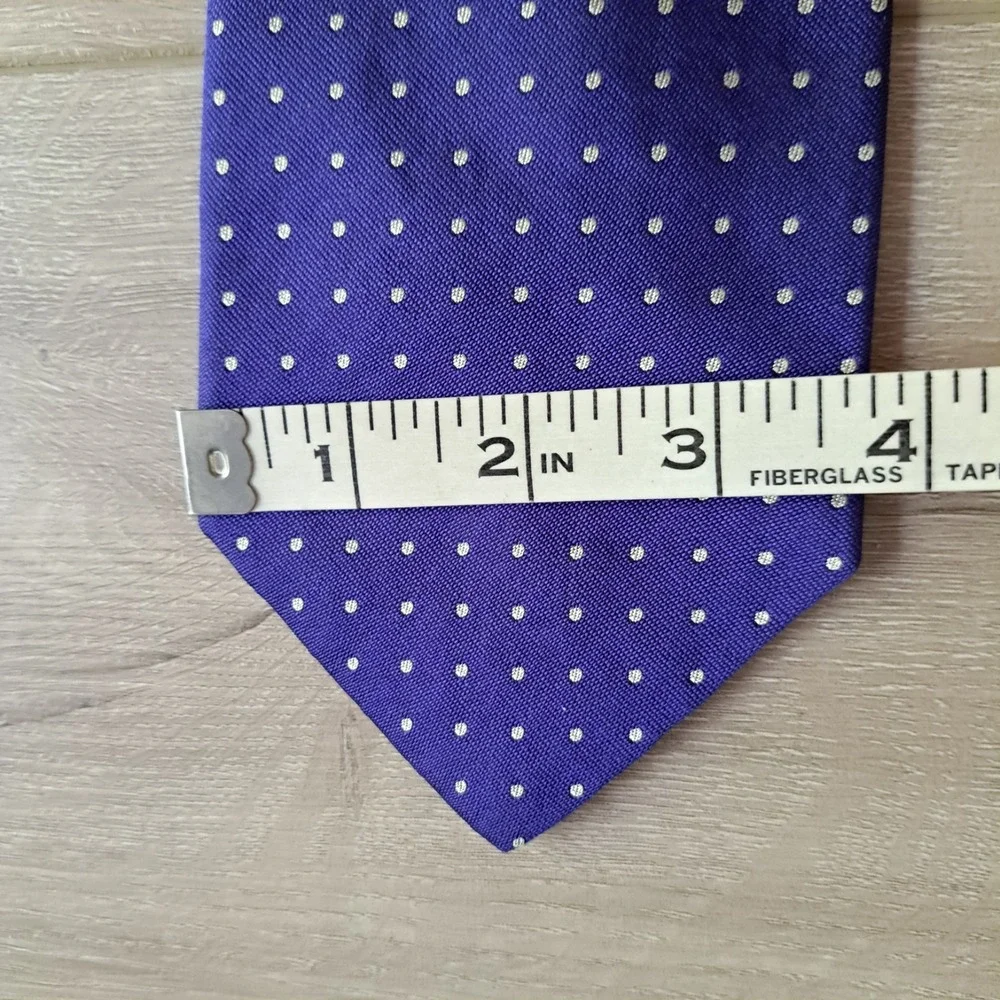 Lauren Ralph Lauren Navy Blue Polka Dot Patterned Silk Tie 57x4 Made In USA